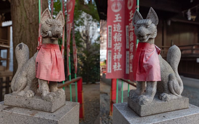 金王八幡宮の玉造稲荷神社の狐