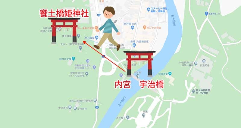 饗土橋姫神社までの道のり