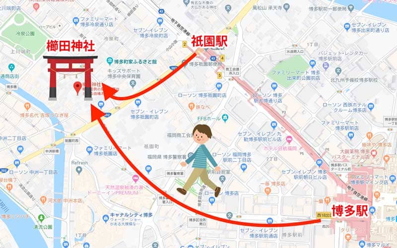 櫛田神社 道のり